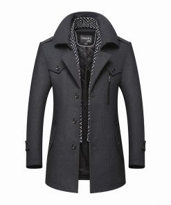 BOLUBAO Men Winter Wool Coat Men's Fashion Turn-Down Collar Warm Thick Wool Blends Woolen Pea Coat Male Trench Coat Overcoat 10