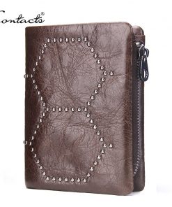 CONTACT'S genuine leather men wallets credit card holders mens wallet with coin pocket brand walet male clasp purse high quality 1