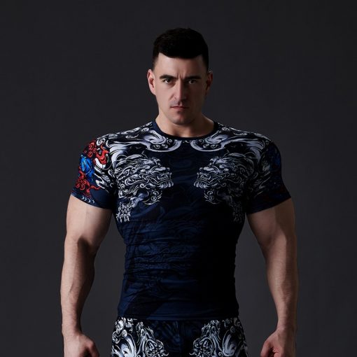 Fashion Summer Men 3d Compression T-shirt Streetwear Hip Hop Running Sport Gym Mens Clothing T Shirt Men Tops & Tee 1