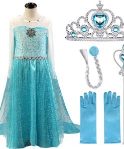 Cosplay Snow Queen Dress Girls Elsa Dress For Girls Princess Vestidos Fantasia Children Belle Dress Girl Party Costume 12