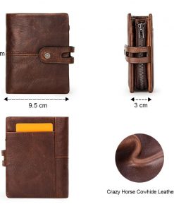 CONTACT'S NEW Crazy Horse Leather Wallet Men Coin Purse Casual Card Holder Small Billfold for Man High Quality Male Wallets RFID 2