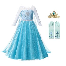 Anna Elsa 2 Girls Princess Dress Kids Clothes Girls Children Clothes Halloween Christmas Cosplay Holiday Party Dress Vestidos 1