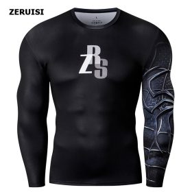 Male t-shirt 3D Printed Compression Shirt Quick-Dry T-Shirt Rash Guard Tops Fitness Running Shirt Men Gym Sport Tight 3