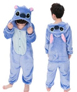 Kigurumi Unicorn Pajamas Children's Pajamas for Boys Girls Flannel Kids Stich Pijamas Set Animal Sleepwear Winter Onesies 4-12 26