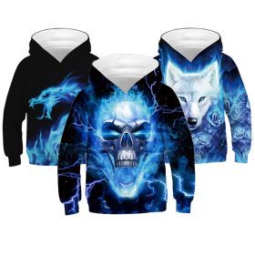 Thunderbolt Skull Boys Hoodies 3D Digital Printing Wolf Casual Kids Jacket Polyester Spring And Autumn Boys Jacket Kids Clothes 1