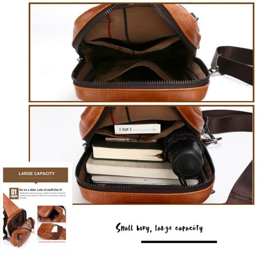 JEEP BULUO Brand Men Leather Crossbody Sling Bags For Young Man Teenagers Students Man's Bag Fashion New Causual Cool Bags 4