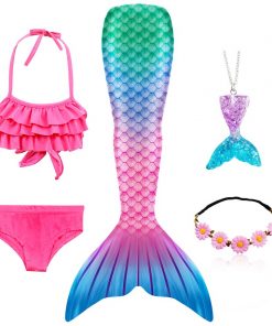 Girls Mermaid Tails Swimming Swimwear Swimmable Beach Clothes Little Children Mermaid Swimsuit Kids Halloween Cosplay Costumes 9