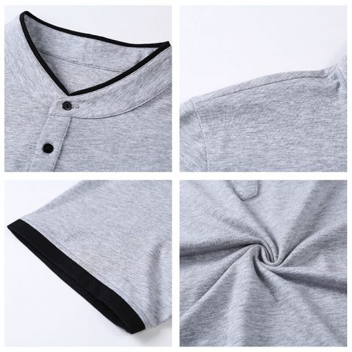 COODRONY Brand Summer Short Sleeve T Shirt Men Clothes Cotton Tee Shirt Homme Streetwear Fashion Stand Collar T-Shirt Men C5097S 5