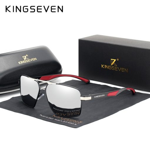 KINGSEVEN Aluminum Men's Sunglasse Polarized Lens Brand Red Design Temples Sun glasses Coating Mirror Glasses Oculos de sol 7719 1