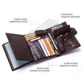 CONTACT'S Leather Wallet Luxury Male Genuine Leather Wallets Men Hasp Purse With Passcard Pocket and Card Holder High Quality 4