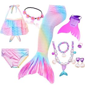 Kids Mermaid Swimsuit Bikini Girls Mermaid Tail with Finned Swimsuit Child's Wear Split Swimsuit Mermaid Tail Clothing Swimwear 3
