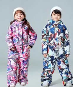 -30 Degree Children Ski Jumpsuit 2020 Winter Snowboard Jacket Boys and Girls Outdoor Snow Suits Warm Waterproof Kids Ski Jacket 1