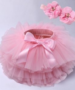 Baby girl tutu skirt 2pcs tulle lace bloomers diaper cover Newborn infant outfits  Mauv headband flower set Baby mesh bloomer 18