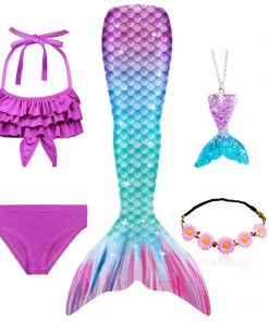 Girls Mermaid Tails Swimming Swimwear Swimmable Beach Clothes Little Children Mermaid Swimsuit Kids Halloween Cosplay Costumes 7