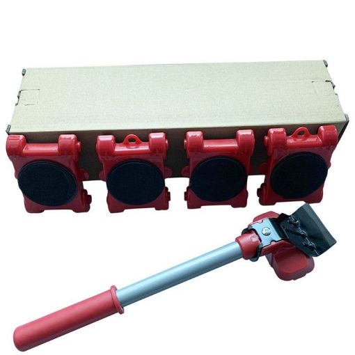 Furniture Mover Tool Transport Lifter Heavy Stuffs Moving 4 Wheeled Roller with 1 Bar Set 3