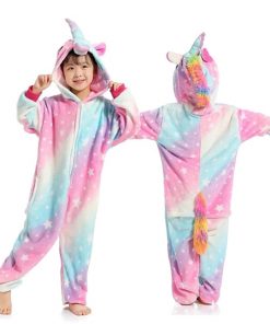 Kigurumi Unicorn Pajamas set Kids Winter Stitch Onesies Cosplay Children Pyjamas Boys Girls Flannel Pijamas Set Animal Sleepwear 8
