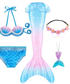 Girls Mermaid Tails Swimming Swimwear Swimmable Beach Clothes Little Children Mermaid Swimsuit Kids Halloween Cosplay Costumes 1