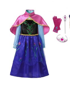 Girls Dress elsa costume anna elsa Dress princess for Kids dress for girls anna dress with cape Dress Costumes Cosplay 13