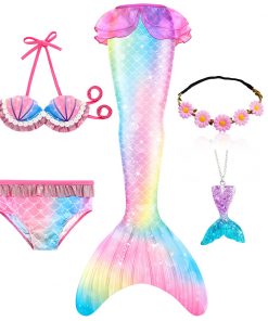 Girls Mermaid Tails Swimming Swimwear Swimmable Beach Clothes Little Children Mermaid Swimsuit Kids Halloween Cosplay Costumes 3