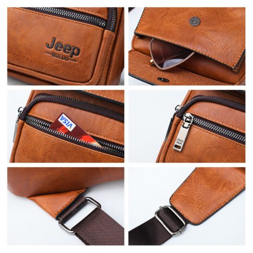 JEEP BULUO Brand Big Size Man's Travel Bag Men Bag 2pcs Set High Quality Split Leather Unisex Crossbody Sling Bag For iPad 5