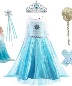 Fancy Baby Girl Princess Dresses for Girls Elsa Costume Bling Synthetic Crystal Bodice Elsa Party Dress Kids Snow Queen Cosplay 7
