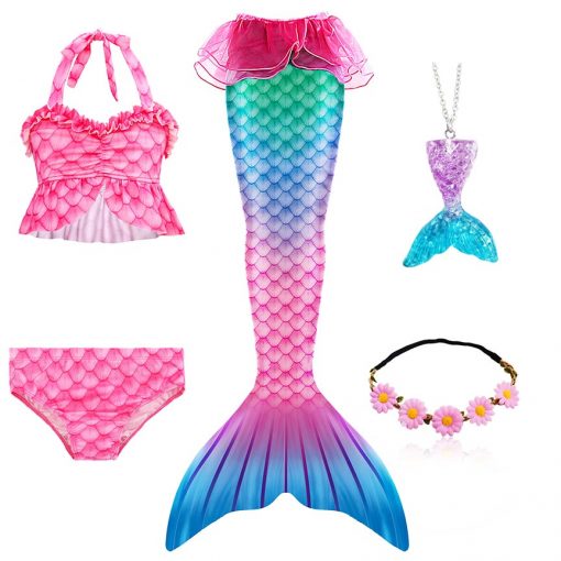 Girls Mermaid Tails Swimming Swimwear Swimmable Beach Clothes Little Children Mermaid Swimsuit Kids Halloween Cosplay Costumes 5