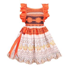 2020 Girls Moana Cosplay Costume for Kids Vaiana Princess Dress Clothes with Necklace for Halloween Costumes Gifts for Girl 2