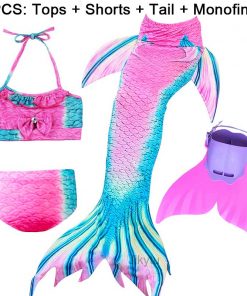 New Girls Mermaid Tail for Swimming Costume with Monofin Fin Kids Zeemeerminstaart Cola De Sirena Cauda De Sereia Cosplay 14