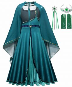 Disney Frozen 2 Costume for Girls Queen Anna Dress Floor Length Long Sleeve Kids Cosplay Princess Anna Maxi Dress Carnival Gowns 13