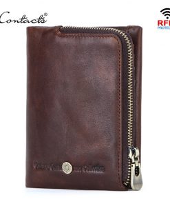 CONTACT'S New Small Wallet Men Crazy Horse Wallets Coin Purse Quality Short Male Money Bag Rifd Cow Leather Card Wallet Cartera 1
