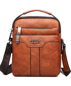 JEEP BULUO Men Leather Bag 2 piece set Handbags Business Casual Messenger Shoulder Bag Crossbody Male Tote Bags High Quality 12