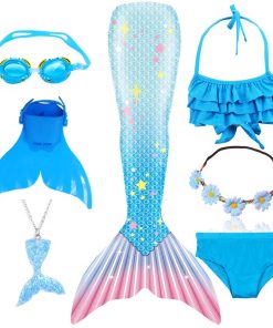 Bylulis Children Mermaid Swimming Suit Kids Mermaid Tails Swimmable Swimsuit Mermaid Cosplay Costumes Clothes Swimwear Bikini 12