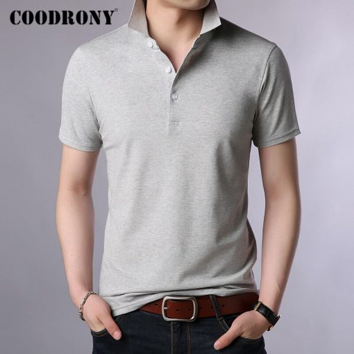 COODRONY Summer Short Sleeve T Shirt Men Pure Color Casual Turn-down Collar T-Shirt Men Clothes Cotton Tee Shirt Homme C5020S 2