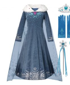 3-10 Years Cosplay Princess Dress Anna Elsa 2 Carnival Costume Girls Children Party Clothing Kids Fancy Elza 2 dress 9