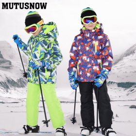 2020 New Ski Suit Kids Winter -30 Degree Snowboard Clothes Warm Waterproof Outdoor Snow Jackets + Pants for Girls and Boys Brand 4