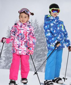 2020 New Ski Suit Kids Winter -30 Degree Snowboard Clothes Warm Waterproof Outdoor Snow Jackets + Pants for Girls and Boys Brand 1