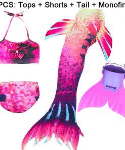 New Girls Mermaid Tail for Swimming Costume with Monofin Fin Kids Zeemeerminstaart Cola De Sirena Cauda De Sereia Cosplay 17