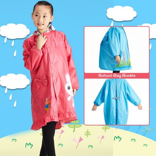 QIAN Impermeable Children Raincoat Coat Boys and Girls Kids Cute Cartoon Rain Poncho Hooded Elastic Band Waterproof Rain Jacket 3