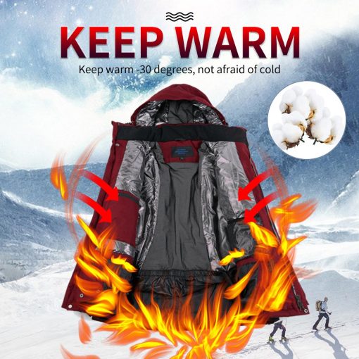 Plus Ski Suit Men Large Super Warm Waterproof Windproof Winter Snow Snowboard Suit Winter Skiing and Snowboarding Jacket Brands 3