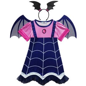 MUABABY Girls Vampire Fancy Dress Up Costumes Clothes Short Sleeve Carnival Halloween Vampire Party Gown Children Frocks 6