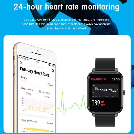 Smart Fitness Sport Men Women Watch Full Screen Touch Heart Rate Tracker Waterproof Call Message Reminder Smartwatch Watches P22 5