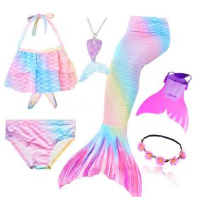 Kids Swimmable Mermaid Tail for Girls Swimming Bating Suit Mermaid Costume Swimsuit can add Monofin Fin Goggle with Garland 5