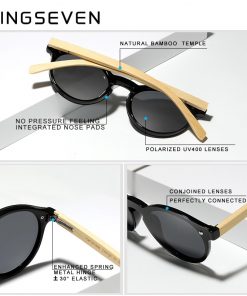 Custom LOGO KINGSEVEN Bamboo Series Polarized Men's Glasses Wooden Vintage Sunglasses UV400 Protection Fashion Women Eyewear 2