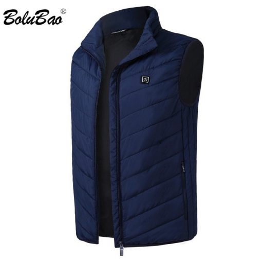 BOLUBAO Fashion Brand Men Heating Vest Coats Winter New Men Casual Cotton Vest Jacket Tops Smart USB Charging Vest Coat Male 1