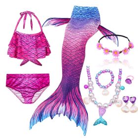 Kids Mermaid Swimsuit Bikini Girls Mermaid Tail with Finned Swimsuit Child's Wear Split Swimsuit Mermaid Tail Clothing Swimwear 2