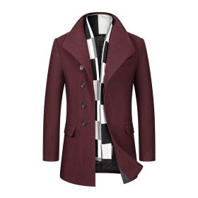 BOLUBAO Wool Blend Coat Men Quality Brand Men's Casual Wild Wool Overcoat Male Trend Solid Color Wool Coat （Send Scarf） 5