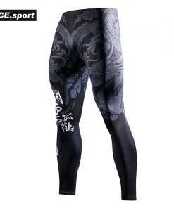 ZRCE Chinese Style Compression Tight Leggings 3D Prints Joggers Fitness Men's pants Hip hop Streetwear Training Men's trousers 7