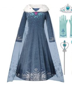 3-10 Years Cosplay Princess Dress Anna Elsa 2 Carnival Costume Girls Children Party Clothing Kids Fancy Elza 2 dress 7