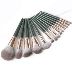 BANFI 14pcs Makeup Brushes Set Eyeshadow Powder Green Matte Wood Handle Concealer Cosmetic Eyebrow Beauty Tool 2