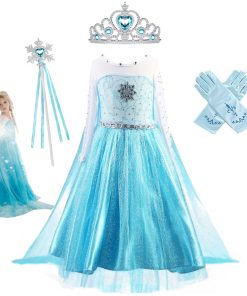 Fancy Baby Girl Princess Dresses for Girls Elsa Costume Bling Synthetic Crystal Bodice Elsa Party Dress Kids Snow Queen Cosplay 10
